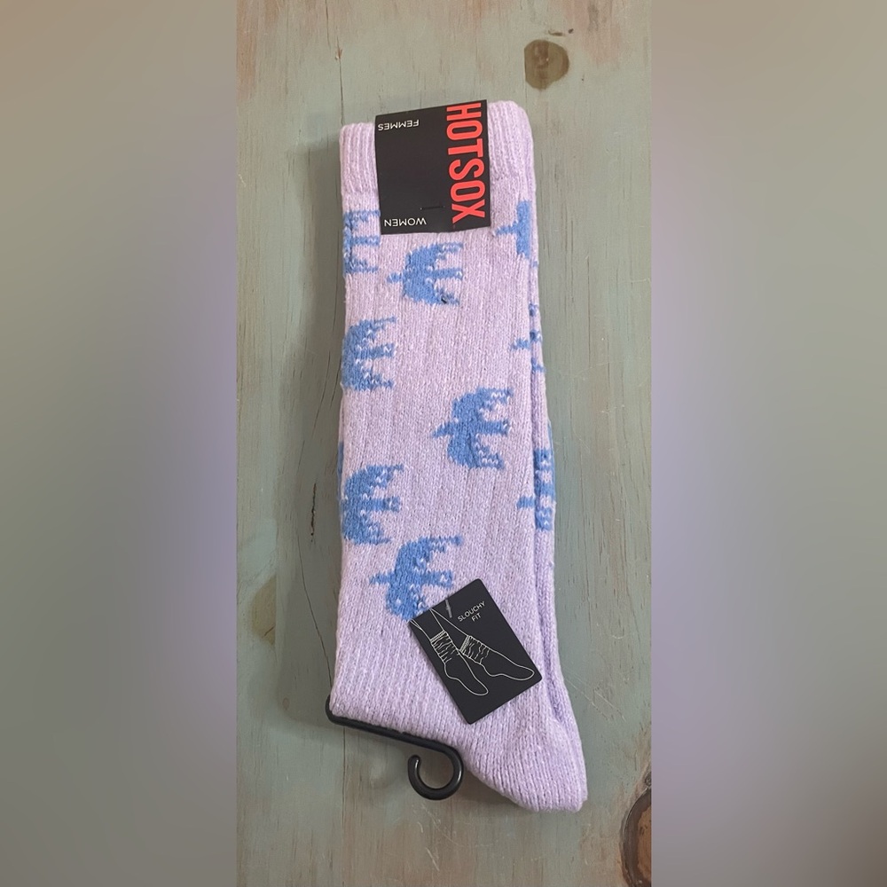 NEW Hotsox Lavender Bird Flock Slouch Socks Size 9-11
